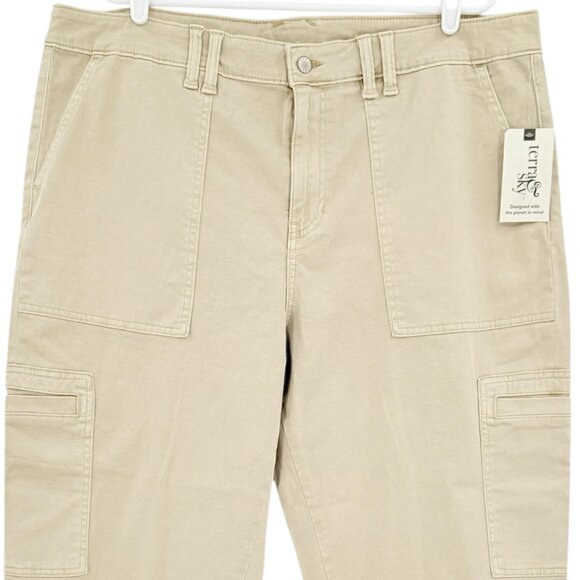Terra & Sky Womens Stretch High Rise Beige Wash Utility Cargo Pants Size 16W NWT - Picture 3 of 10